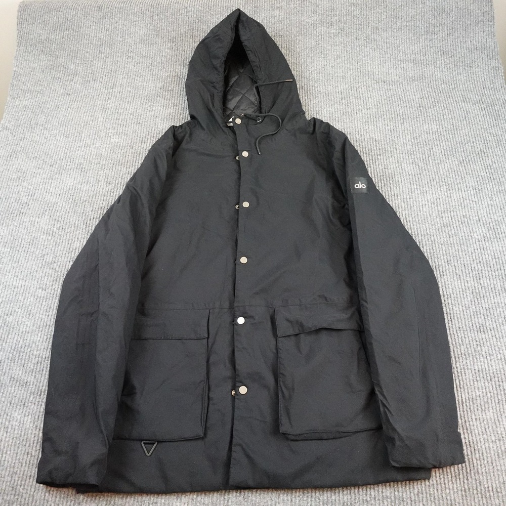 Alo Yoga Jacket Womens Large Black Hooded Quilted Insulated Long Parka Coat